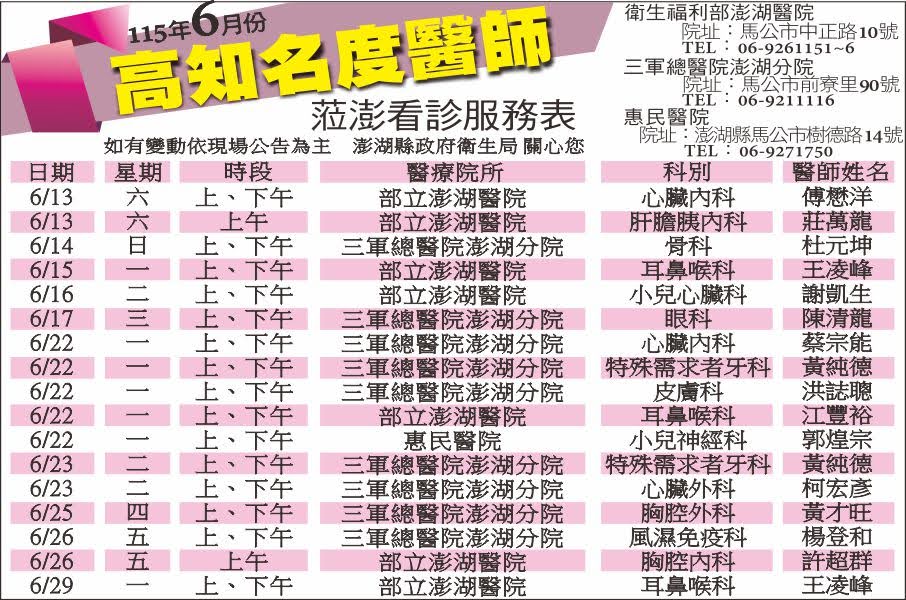 澎湖縣政府衛生局廣告